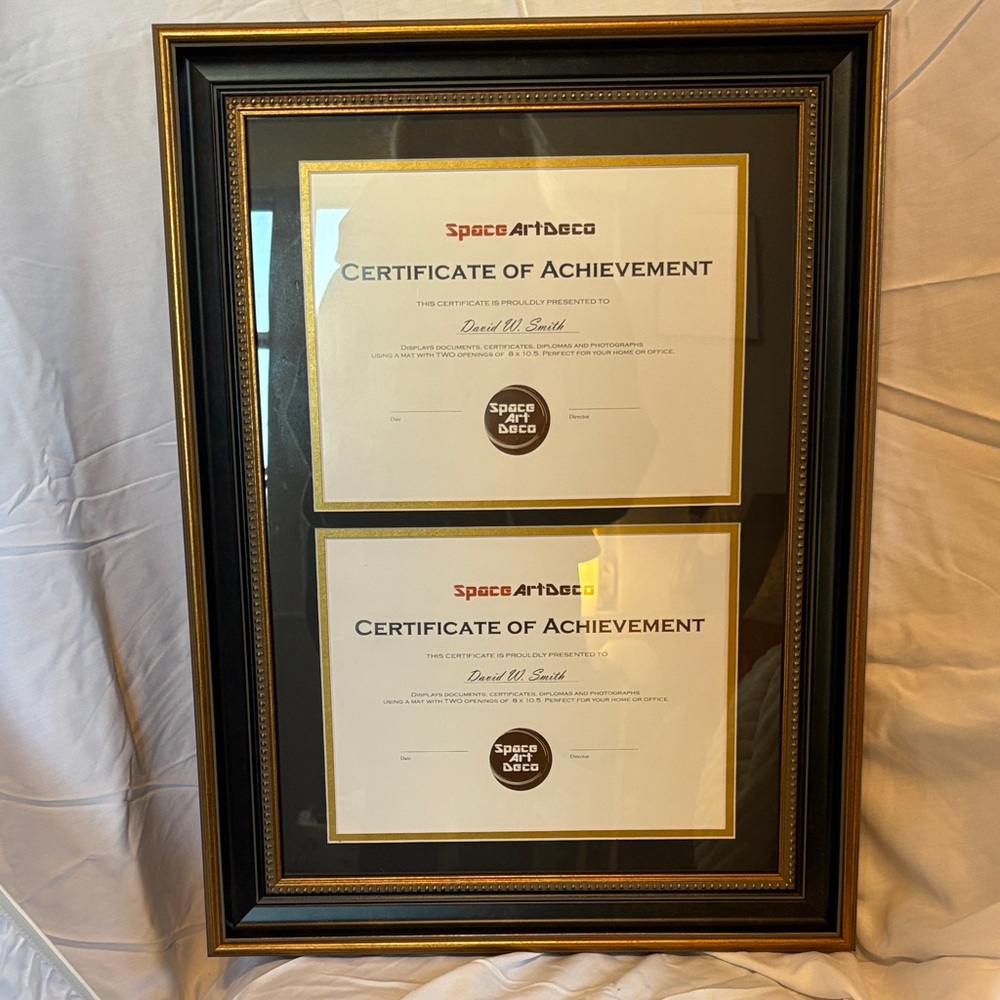 Black and Gold Certificate Frame